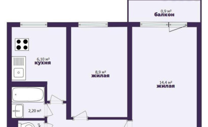 Купить 2-комнатную квартиру, Солигорск, Набережная. Фото 10