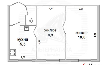 Купить 2-комнатную квартиру, Брест, Центр, ул. Куйбышева
