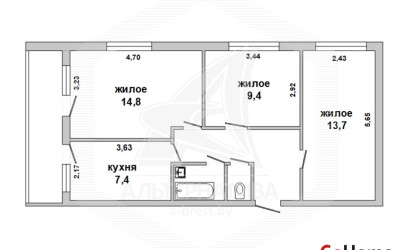 Купить 3-комнатную квартиру, Станция Закрутин, , . Фото 1