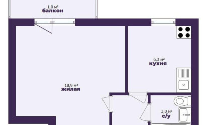 Купить 1-комнатную квартиру, Слуцк, 8 Марта ул., 22. Фото 17