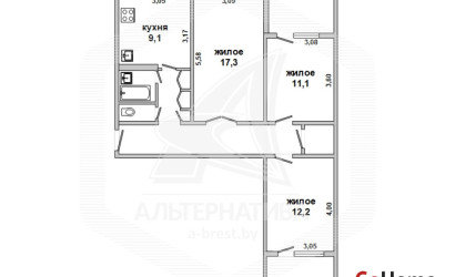 Купить 3-комнатную квартиру, Брест, Вулька, ул. Сябровская. Фото 14