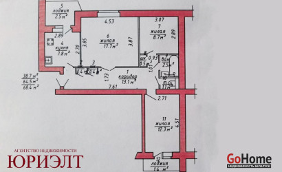 Купить 3-комнатную квартиру, Витебск, Московский, 68. Фото 19