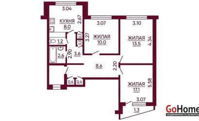 Купить 3-комнатную квартиру, Гродно, Фолюш, 15/203. Фото 11