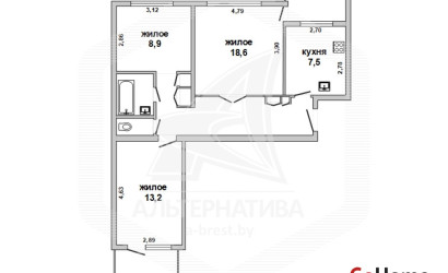 Купить 3-комнатную квартиру, Брест, Центр, б-р Космонавтов. Фото 19