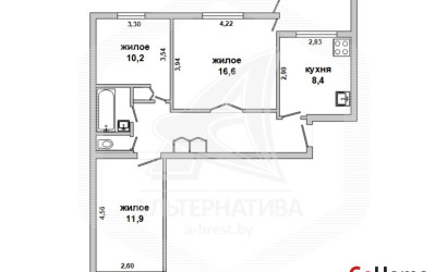 Купить 3-комнатную квартиру, Брест, Центр, наб. Франциска Скорины. Фото 12
