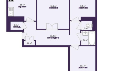 Купить 3-комнатную квартиру, Минск, Якубова ул., 48/1 (Ленинский район). Фото 2