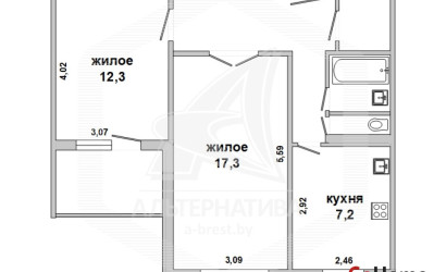 Купить 2-комнатную квартиру, Брест, Восток, пр-т Партизанский. Фото 11