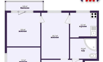 Купить 3-комнатную квартиру, Солигорск, Ленинского Комсомола ул., 1. Фото 23