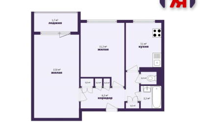 Купить 2-комнатную квартиру, Солигорск, Набережная ул., 25. Фото 2