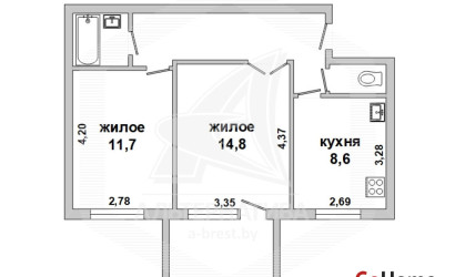 Купить 2-комнатную квартиру, Брест, Речица, ул. Пригородная. Фото 1