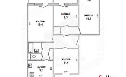 Купить 4-комнатную квартиру, Беловежский, , . Фото 18