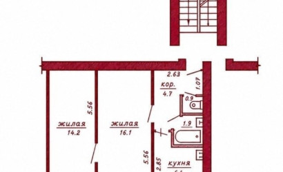  9-этаж.(44.2 м2), Гродно(Пушкина, 26)