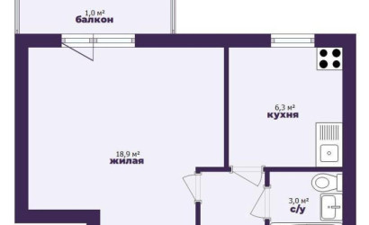 Купить 1-комнатную квартиру, Слуцк, 8 Марта ул., 22. Фото 17