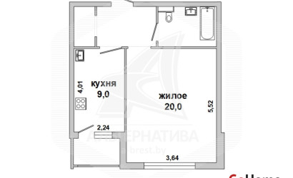 Купить 1-комнатную квартиру, Кобрин, , . Фото 1