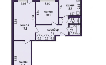 Купить 3-комнатную квартиру, Солигорск, Мира просп., 20/А. Фото 12