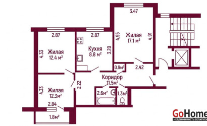 Купить 3-комнатную квартиру, Гродно, Лиможа, 1/4. Фото 11