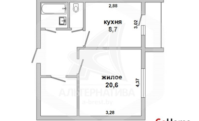 Купить 1-комнатную квартиру, Кобрин, , . Фото 3