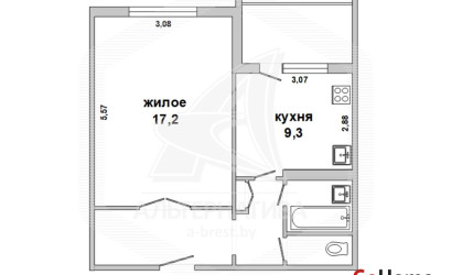 Купить 1-комнатную квартиру, Брест, Речица, ул. Адамковская. Фото 11