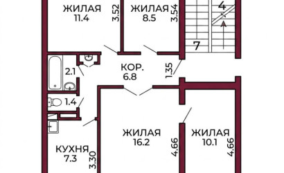 Купить 4-комнатную квартиру, Гродно, Серафимовича, 47. Фото 18
