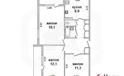 Купить 3-комнатную квартиру, Кобрин, , . Фото 16