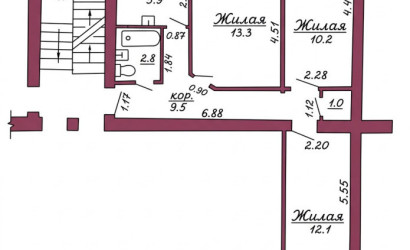 Купить 3-комнатную квартиру, Гродно, Давыда Городенского, 2/1. Фото 15