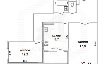 Купить 2-комнатную квартиру, Брест, Ковалево, ул. Волгоградская. Фото 18