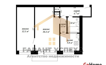 Купить 2-комнатную квартиру, Брест, ул. Жукова, д. . Фото 6