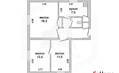Купить 3-комнатную квартиру, Брест, Граевка, ул. Кижеватова. Фото 1