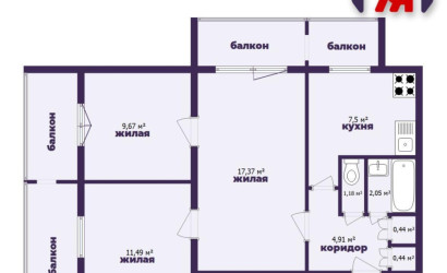 Купить 3-комнатную квартиру, Минск, Глебки ул., 58 (Фрунзенский район). Фото 22