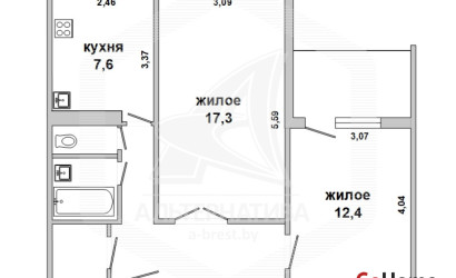 Купить 2-комнатную квартиру, Брест, Восток, ул. Ленинградская. Фото 13