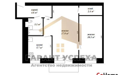 Купить 2-комнатную квартиру, Брест, бульвар Космонавтов. Фото 13