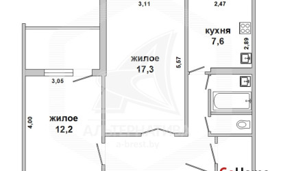 Купить 2-комнатную квартиру, Брест, Дубровка, пер. Сосновый. Фото 16