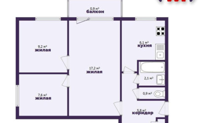 Купить 3-комнатную квартиру, Солигорск, Набережная ул., 5. Фото 12