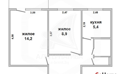 Купить 2-комнатную квартиру, Брест, Восток, ул. Московская. Фото 13