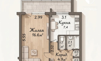 Купить 1-комнатную квартиру, Минск, Данилы Сердича, 18/1(Фрунзенский район). Фото 7