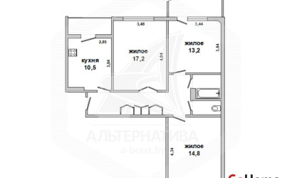 Купить 3-комнатную квартиру, Брест, Вулька, ул. Криштофовича. Фото 13