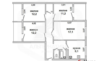 Купить 4-комнатную квартиру, Брест, Речица, ул. Адамковская. Фото 16