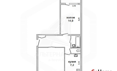 Купить 2-комнатную квартиру, Кобрин, , . Фото 1