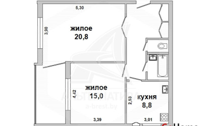 Купить 2-комнатную квартиру, Брест, Центр, ул. Энгельса. Фото 1