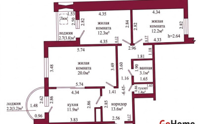 Купить 3-комнатную квартиру, Гродно, Дзержинского, 127Б. Фото 18