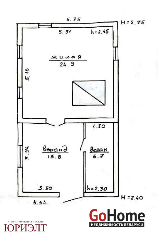  1-этаж.(45.4 м2), Браково(Центральная)